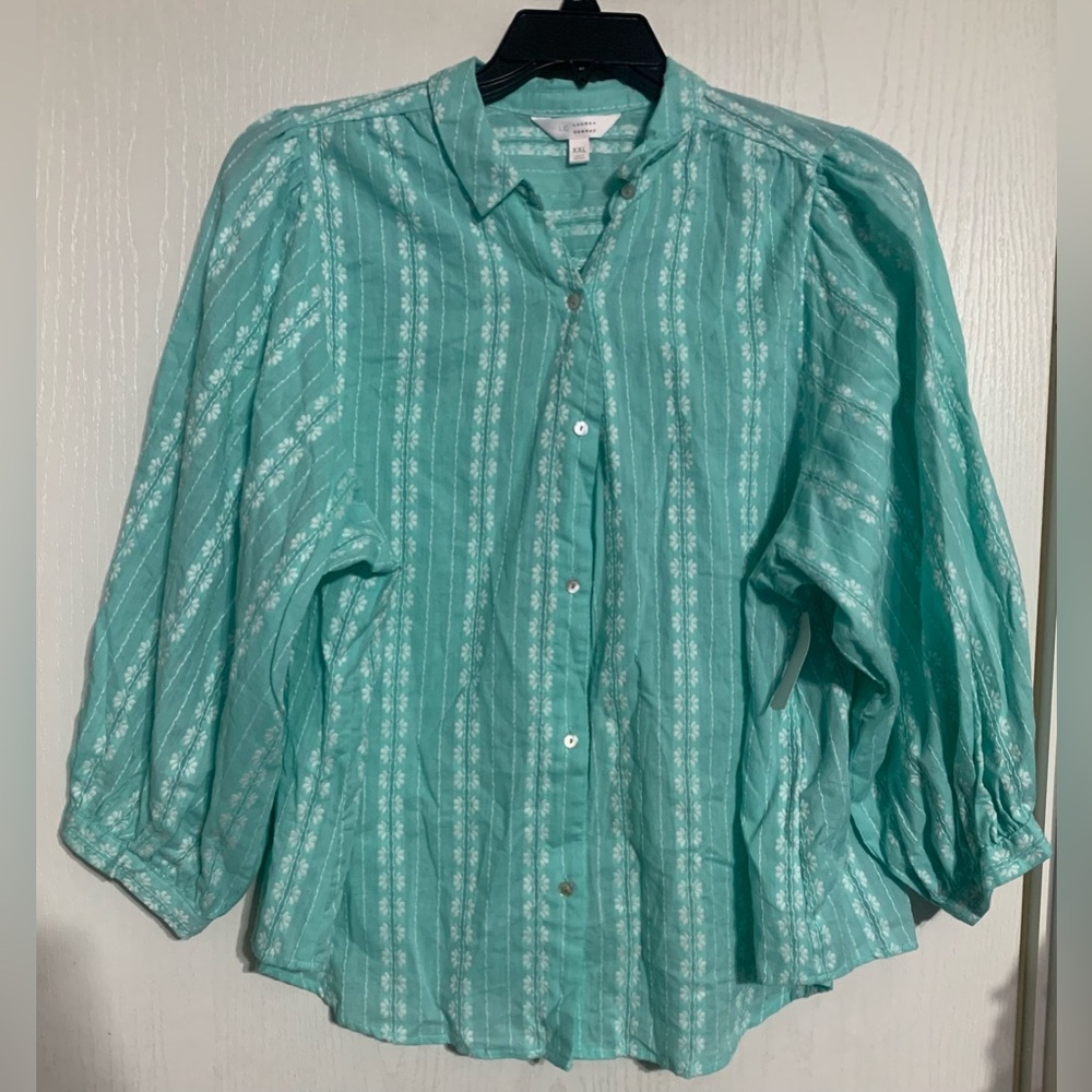 LC Lauren Conrad Aqua Button-Down Shirt NWT
